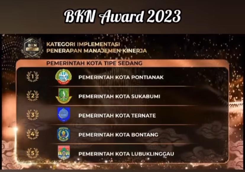 Pemkot Pontianak Sabet Peringkat I BKN Award 2023