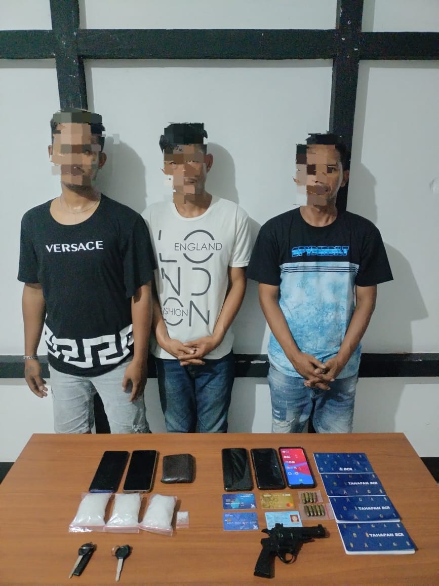 Parah !, Jaringan Narkoba Bekali Diri dengan Senpi, 3 Orang Diringkus Ditresnarkoba Polda