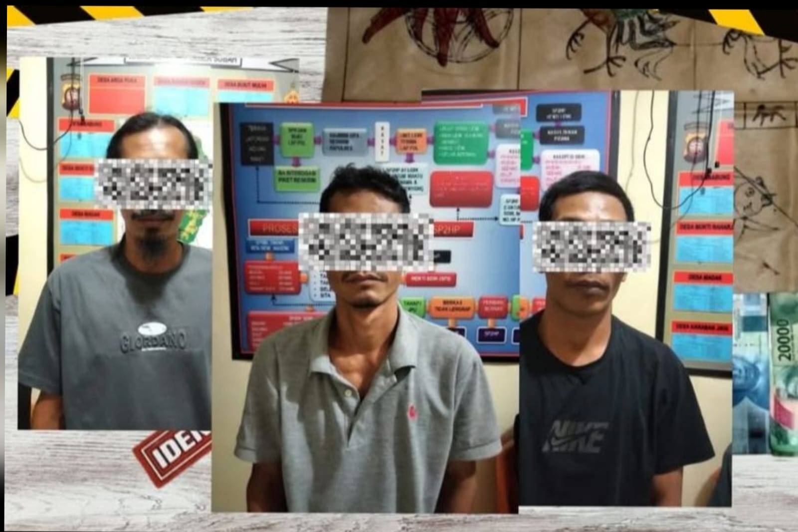 Tiga Pria Ditangkap Polisi Saat Bermain Judi Liong Fu di Warung Desa Argapura Sambas
