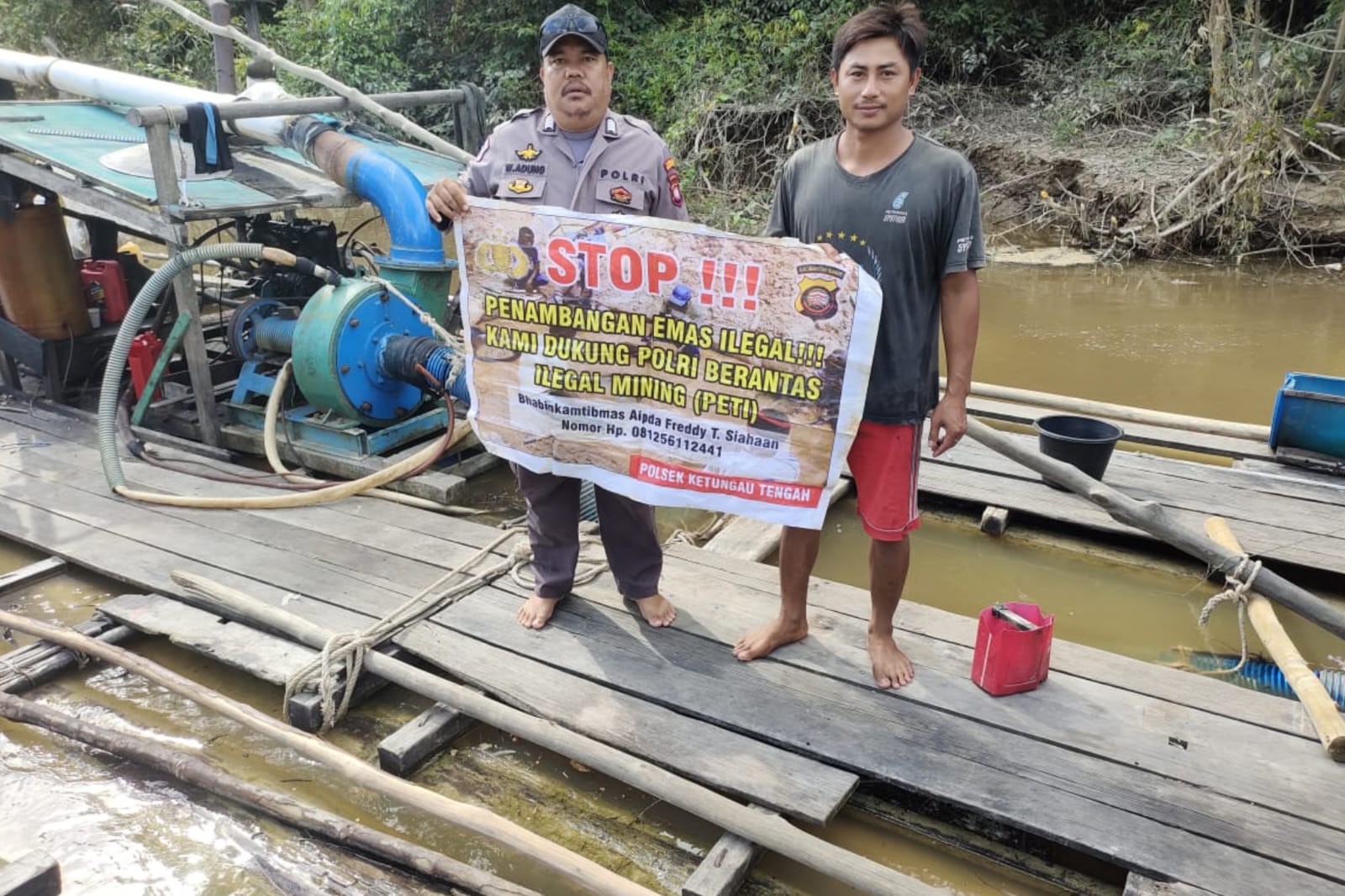 Polsek Ketungau Tengah Tegaskan Komitmen Berantas PETI di Sungai Nanga Merakai