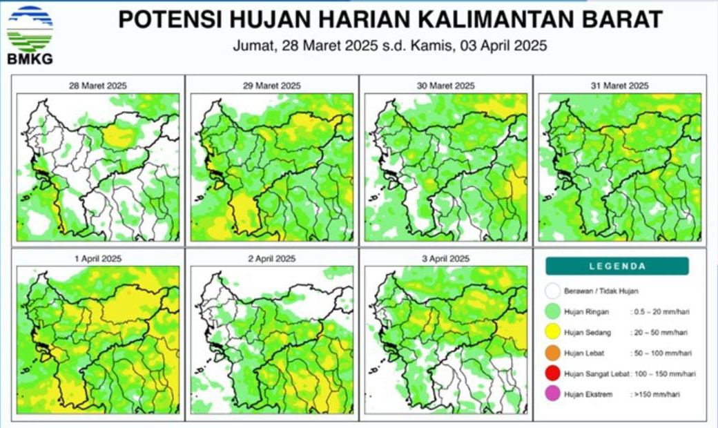 BMKG: Kapuas Hulu Diperkirakan Hujan Deras, Melawi dan Sintang Berpotensi Mengikuti