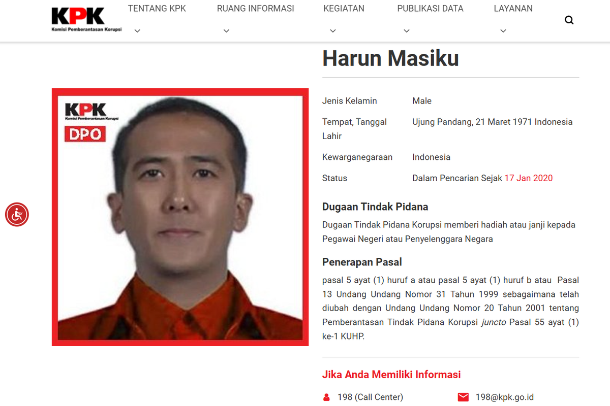 Posisi Harun Masiku Sudah Terlacak KPK?