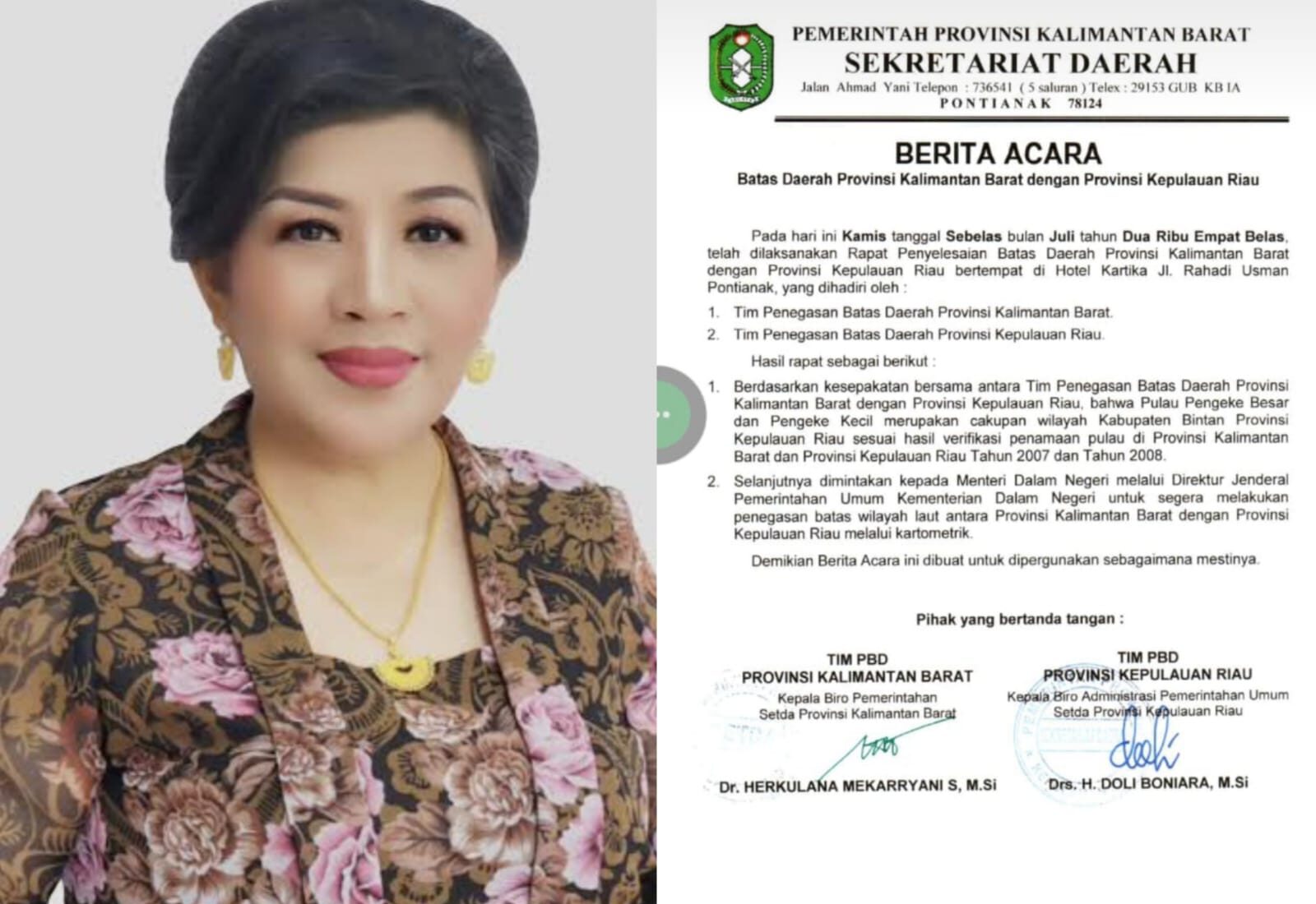Alasan Tak Lagi Menjabat, Herkulana Enggan Tanggapi Lepasnya Dua Pulau di Mempawah