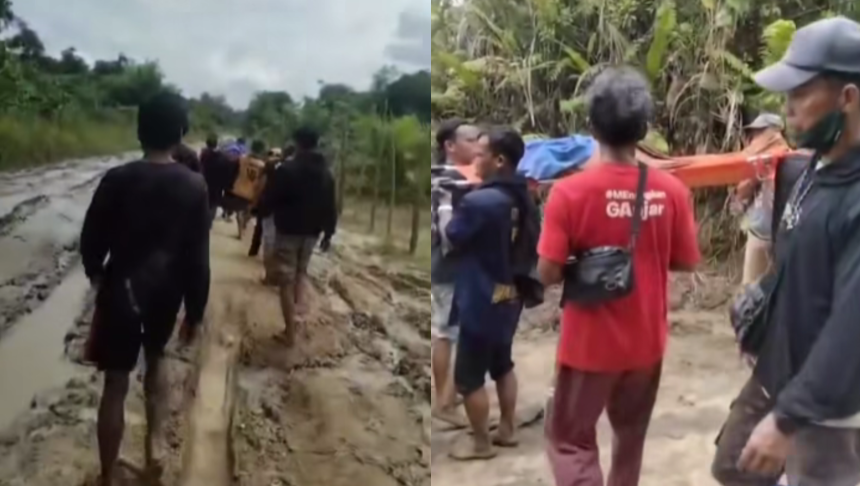 Akses Jalan Rusak, Jenazah Warga di Sintang Terpaksa Ditandu Sejauh 4 Kilometer