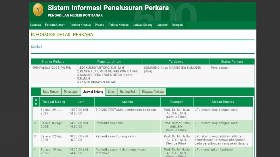 Kawal !, Sidang Pembacaan Tuntutan Terdakwa MRN, Kaki Tangan Cukong Emas Ilegal Digelar Selasa 26 Agustus 2025