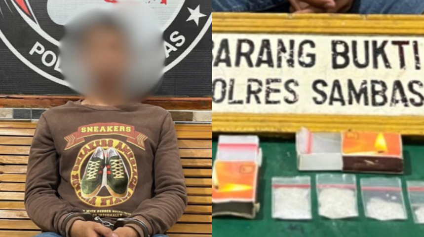 Polres Sambas Tangkap Pengedar Sabu di Tebas, 7,29 Gram Sabu Disita