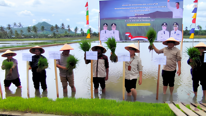Kolaborasi Pemerintah dan Petani Wujudkan Swasembada Pangan Nasional: BWS Kalimantan I Sukses Gelar Gerakan Menanam Padi Serentak