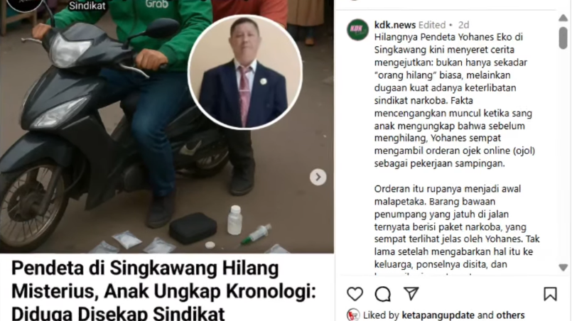 Viral Info Pendeta Hilang Diculik Sindikat Narkoba Ternyata Hoax, Ditemukan Sedang Ngekos di Ketapang