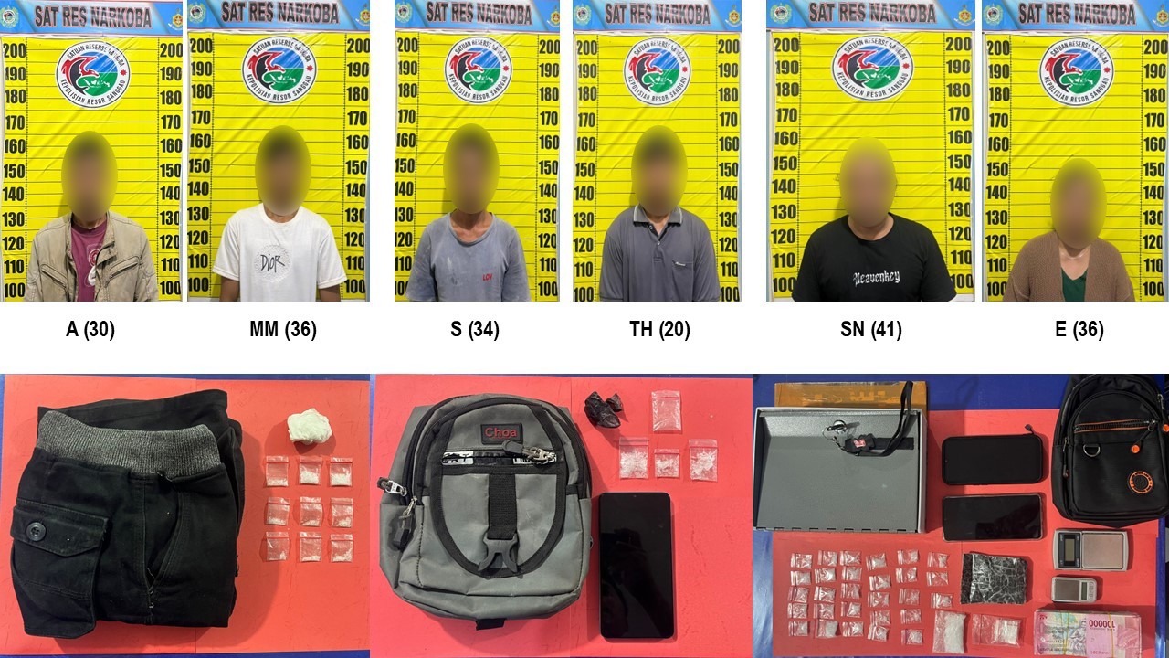 Polres Sanggau Bongkar Jaringan Peredaran Sabu di Dua Kecamatan, 6 Pelaku dan Uang Puluhan Juta Diamankan