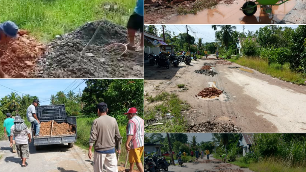 Tak Sudi Menunggu 'Janji Manis' Pemda, Warga Mempawah 'Patungan' Tambal Jalan Pakai Uang Pribadi