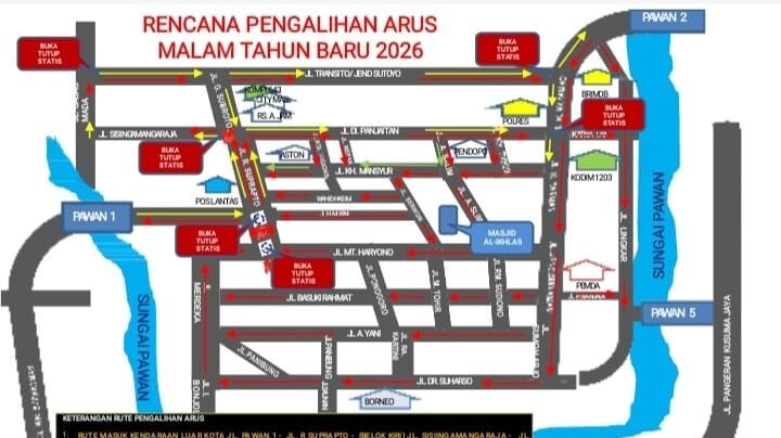 Cegah Macet Total Malam Tahun Baru, Polres Ketapang Terapkan Skema Satu Jalur Memutari Kota