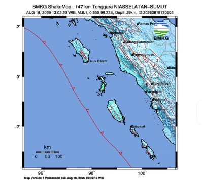 Gempa M6,1 Guncang Nias Selatan