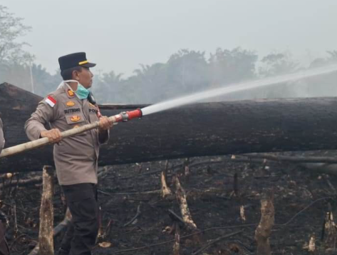 Karhutla di Sei Tekam Sanggau, Petugas Lakukan Pendinginan