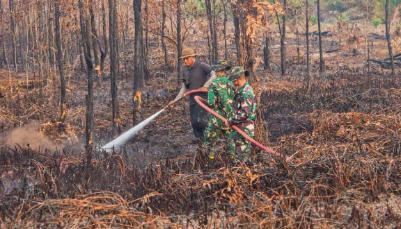 Kebakaran Lahan di Kendawangan, Tim Mabes TNI Supervisi Pemadaman