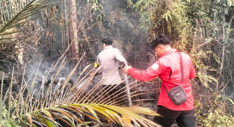 Kepung 4 Desa di Jangkang, Tim Gabungan Berpacu Padamkan Karhutla Hingga Malam Hari