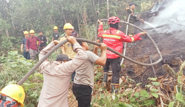 Lahan Kering Terbakar di Penyeladi Sanggau, Petugas Sisir Titik Panas