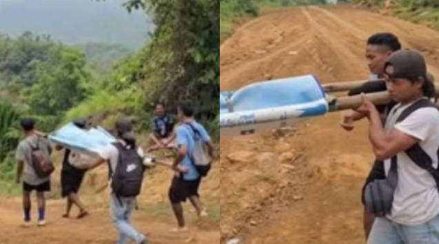 Jenazah Ditandu Lewati Jalan Setapak di Sungkung Bengkayang karena Minumnya Akses Jalan yang Baik